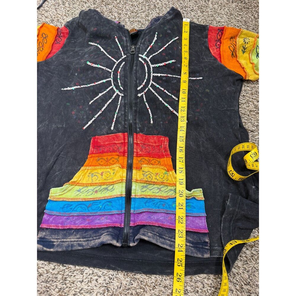 Rising International Patchwork Pixie Jacket Sz 3XL Boho Hippie Celestial Rainbow - Picture 8 of 9
